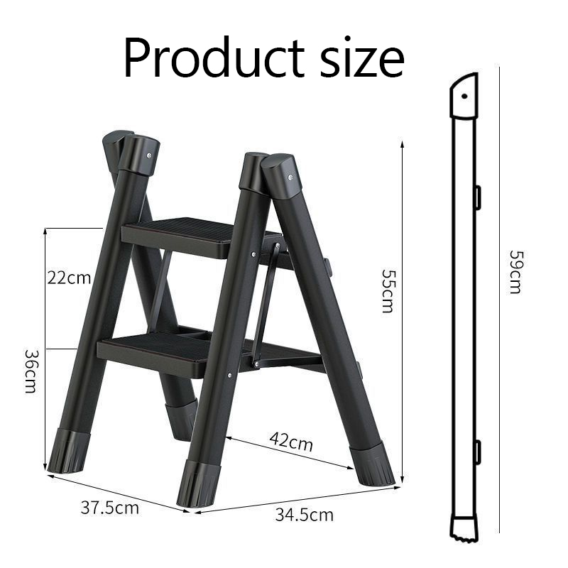 Multifunctional Folding Ladder 2/3 Foldable House Ladder Protable Ladder Stable Household Step Stool Storage Shelf For Home: LIGHT GRAY