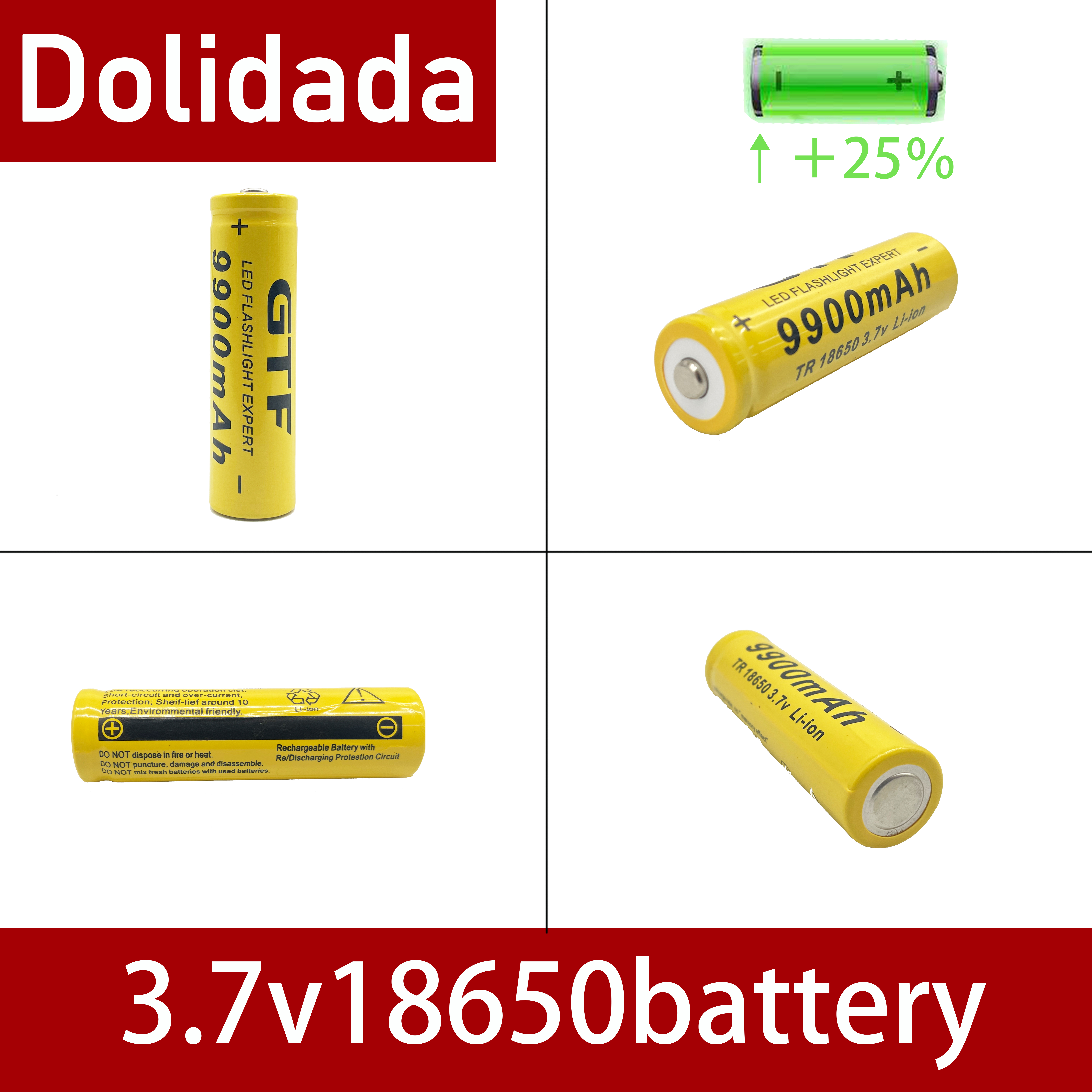 TR 18650 battery 3.7V 9900mAh rechargeable battery Li-Ion pour LED flashlight