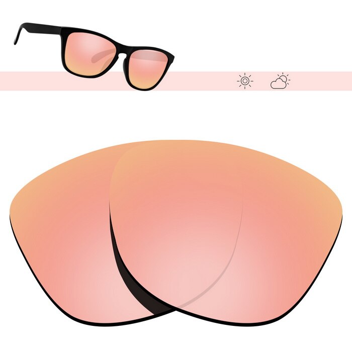 Glintbay polariserade ersättningssolglasögonglas för oakley frogskins-flera alternativ: Roseguldspegel