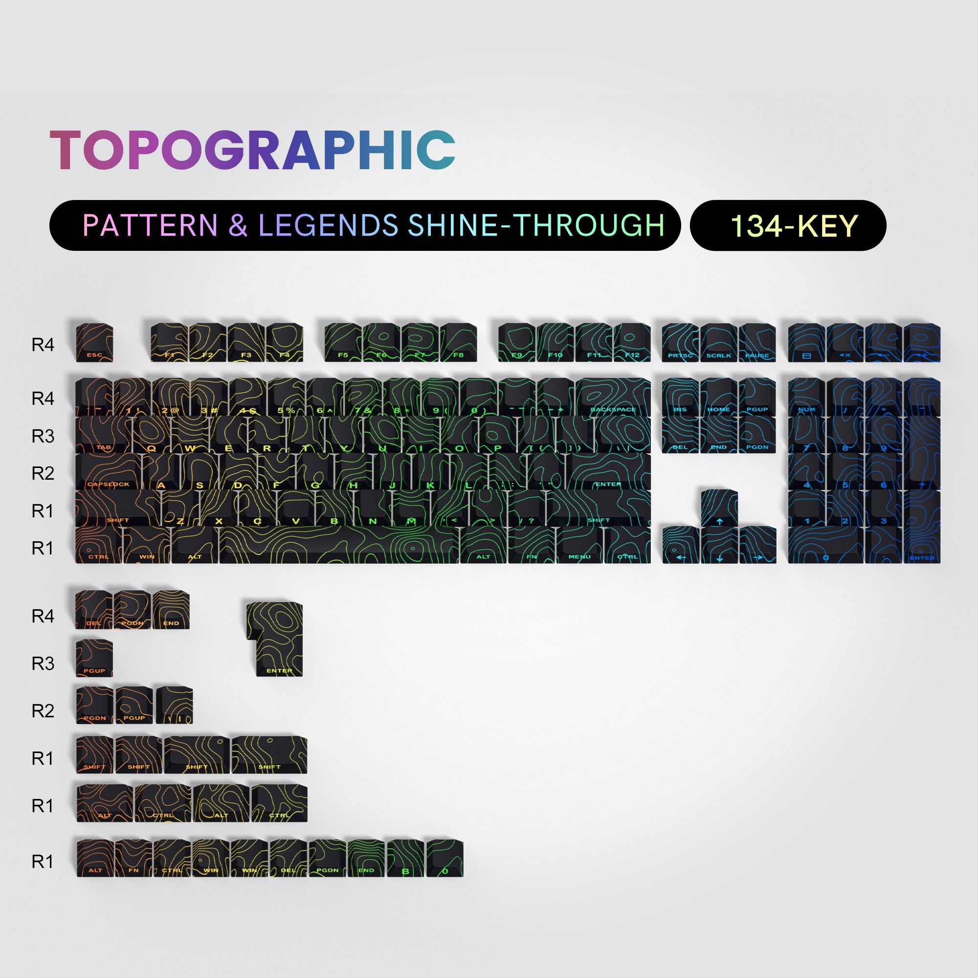 130 toetsen zwart paars Japans toetsenbord keycaps, Dye Sub PBT Cherry