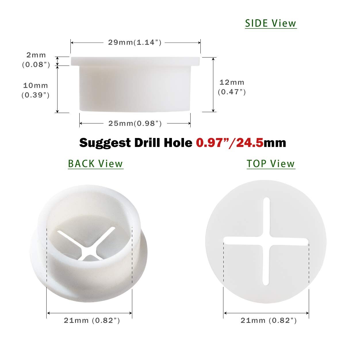 20 Pieces Flexible Silicone Cable Cord Grommets Rubber Grommets for Table,TV Console and Furnitures Hole Cover