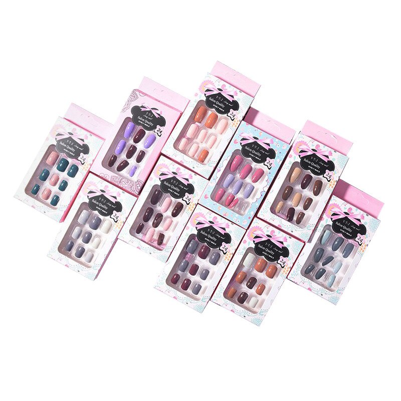 2019 nowy 24 sztuk/1 zestaw sztuczne nietrzeźwy eleganckie wino czerwony gradient sztuczne paznokcie akrylowe sztuczne paznokcie dla ozdoba robić paznokci przepych