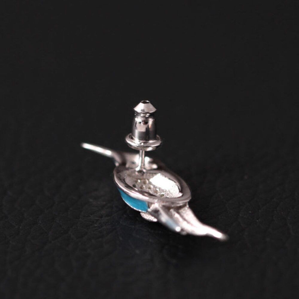 Sterling Silber 925 Farbige Blau Vogel Brosche Weibliche Kleine Ebene Eisvogel Stift zur Seite fahren Verschönerung Zubehör Broschen