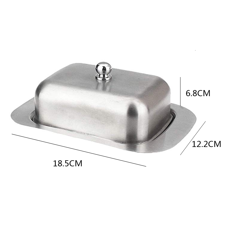Upors smörlåda i rostfritt stål med lätt att hålla lock tårta dessert bröd serveringsbricka buffé mat behållare smör fat
