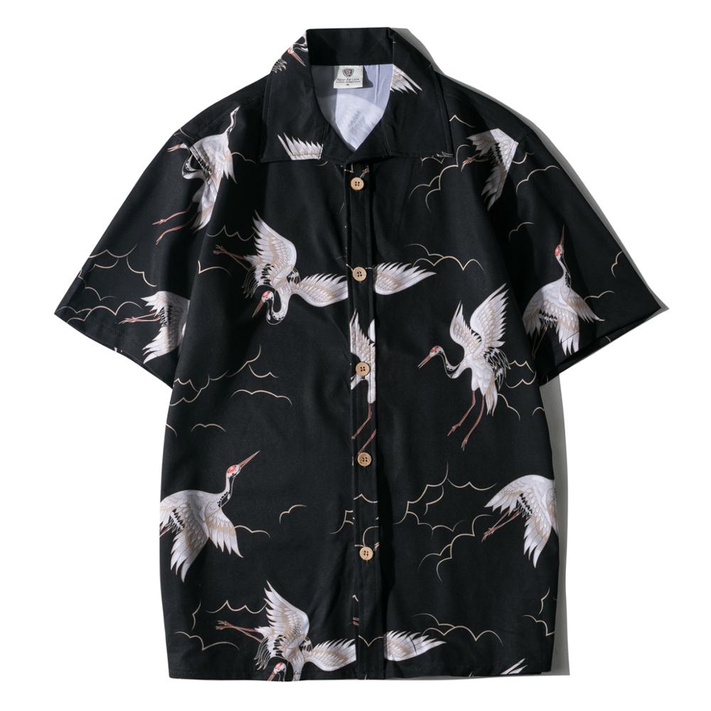 Camisa de verano de manga corta con estampado de botones Hawaianos para hombre, cuello levantado, ropa de playa, camisetas de para hombre, camisas de talla grande de secado rápido