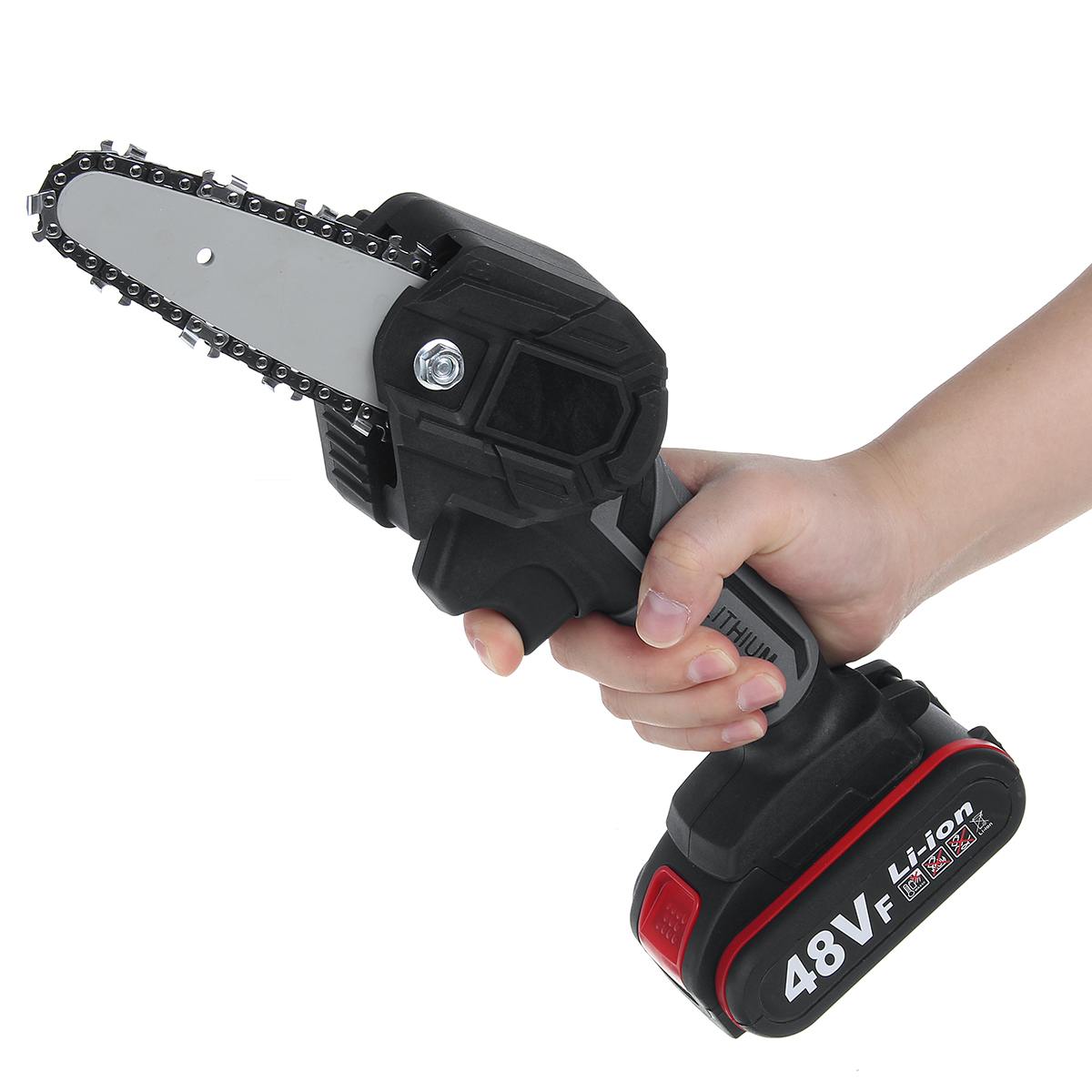 48V Cordless Electric Chain Saw 4inch Portable Electric Saw Woodworking Cutting DIY Tool Electric Pruning Saw With 1 Battery