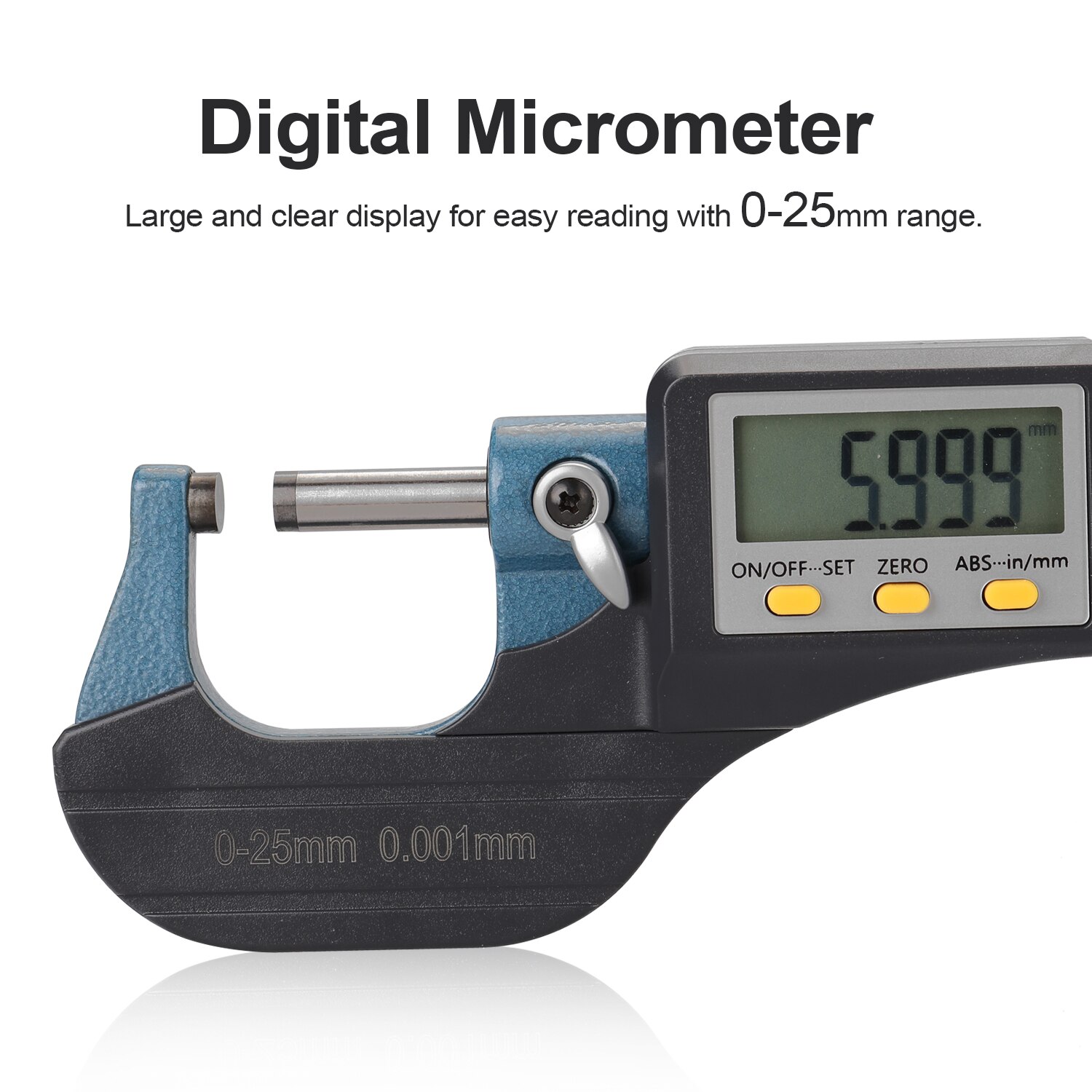 0-25mm 0.001mm elektronisk eksternt mikrometer m / stor lcd-skærm digitale mikrometre elektronisk digital tykkelsesmåler