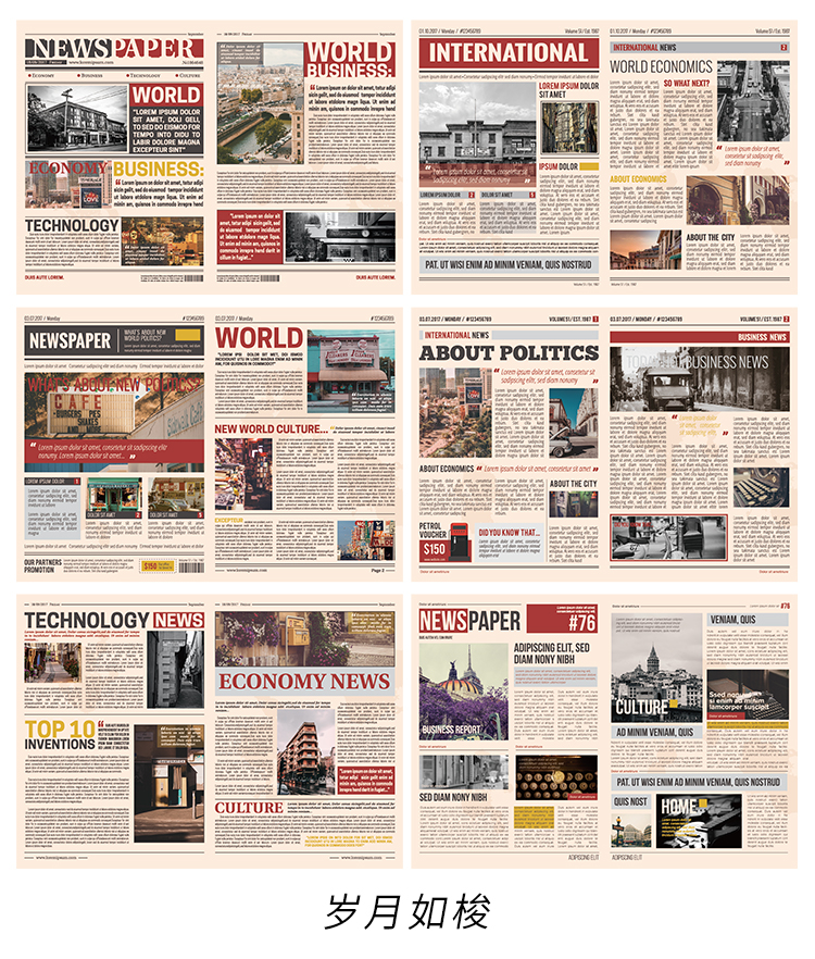 12Pcs Vintage Newspaper Lady Photo Craft Paper Stickers Retro Poster DIY Scrapbooking Material Stickers: Set 2