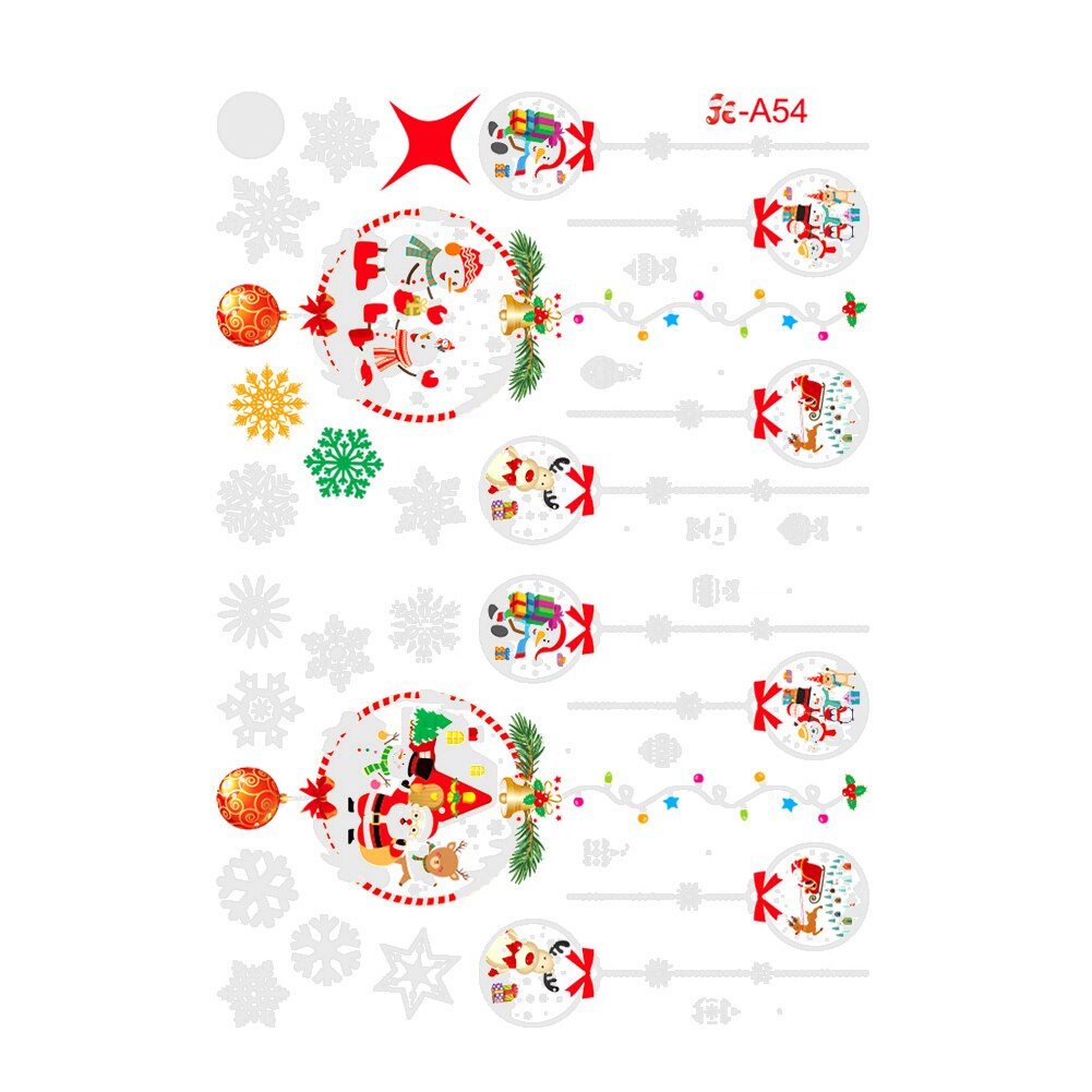 Christmas Window Decal Santa Claus Snowflake Stickers Winter Wall Stickers for Kids Rooms Year Christmas Window Decorations: E
