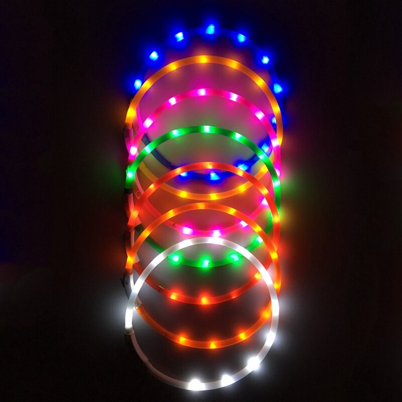 USB Charging Night Glowing Luminous Dog Collars LED Dog Collar Pet Dog Collar Rechargeable Night Safety Flashing Necklace