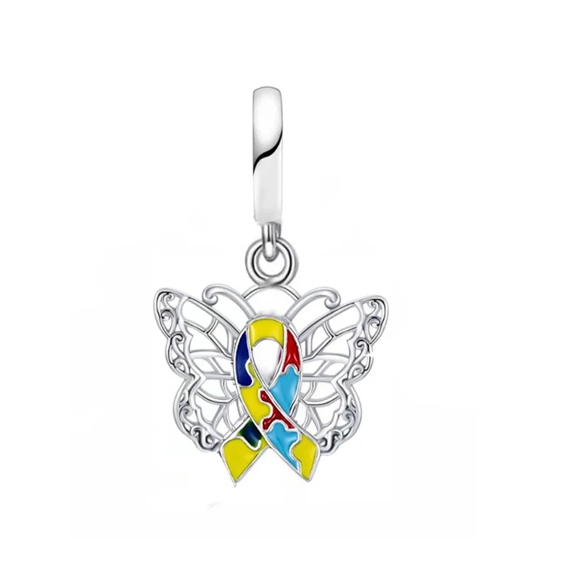 FC Jewelry – Bracelet à breloques Original en argent 925, gant de boxe, combat du Cancer du sein, perle de sensibilisation pour la fabrication de Berloque: Clair