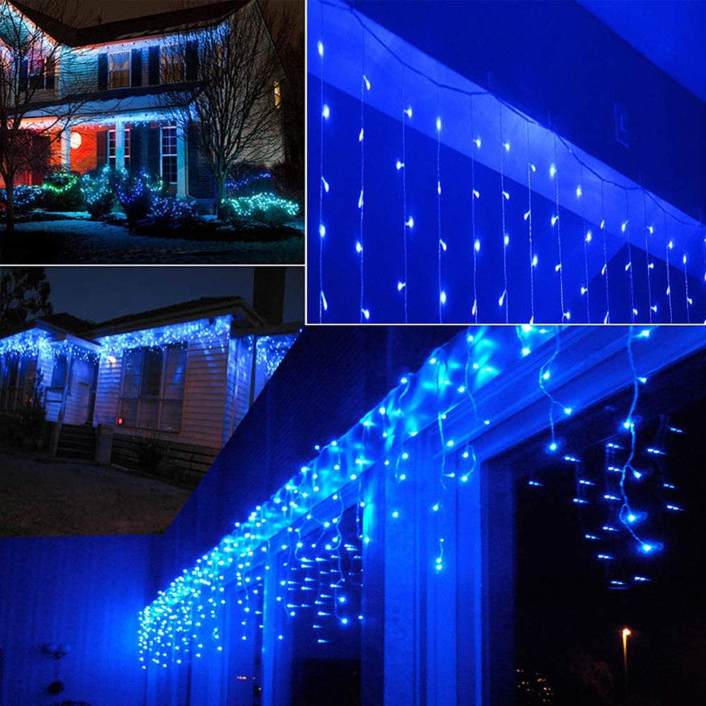 4M 100led AC220V Festival Gordijn Bruiloft Led String Strip Ijsbar Lamp Slingers For A Licht Kerst Fariy Deco: Blue