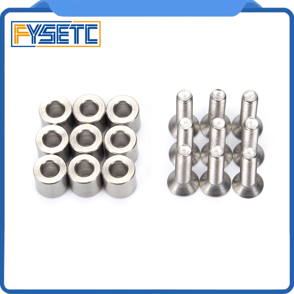 1Set /9 Uds 6x6x3mm espaciador de aluminio con 9 Uds M3 tornillos y llave como para Prusa MK3 climatizada cama 6x6x3t espaciador