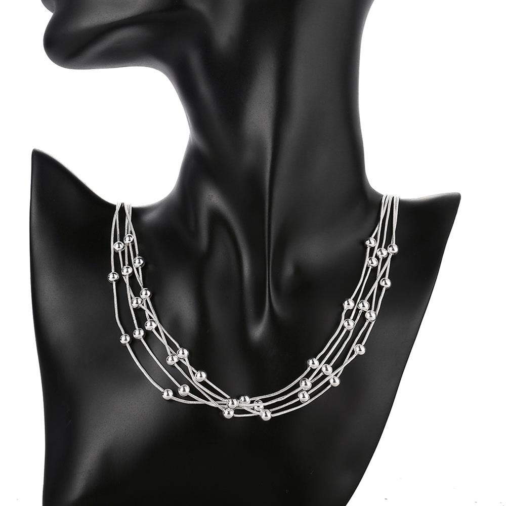 Mærke 925 sterling sølv glatte perler halskæde til kvinder smykker vedhæng jul bryllup