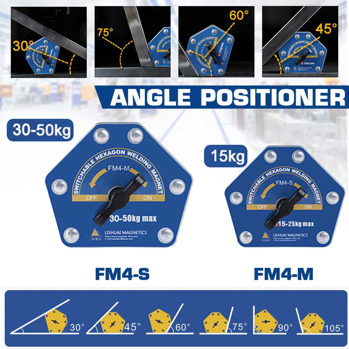 Fm4- s /fm4- m omskiftelig sekskantet svejsemagnet tænd / sluk multi-vinkel svejseholdere til jern svejsning positionering