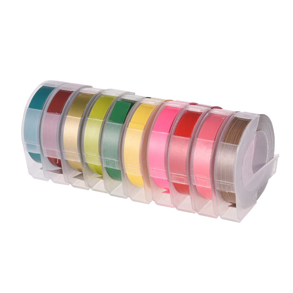 Recarga plástica da fita da etiqueta da gravação 3d para o fabricante da etiqueta de dymo 12965 1610 com 3/8 Polegada * 9.8 pés, 10 rolo (entrega aleatória da cor)