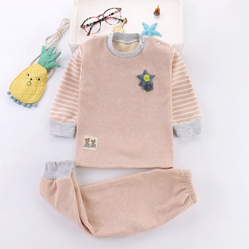 Kinderen Pyjama Set Jongens Meisjes Stretch Stof Herfst Herfst Winter Dikke Warme Peuter Kinderen Pjs Top En Broek Sets