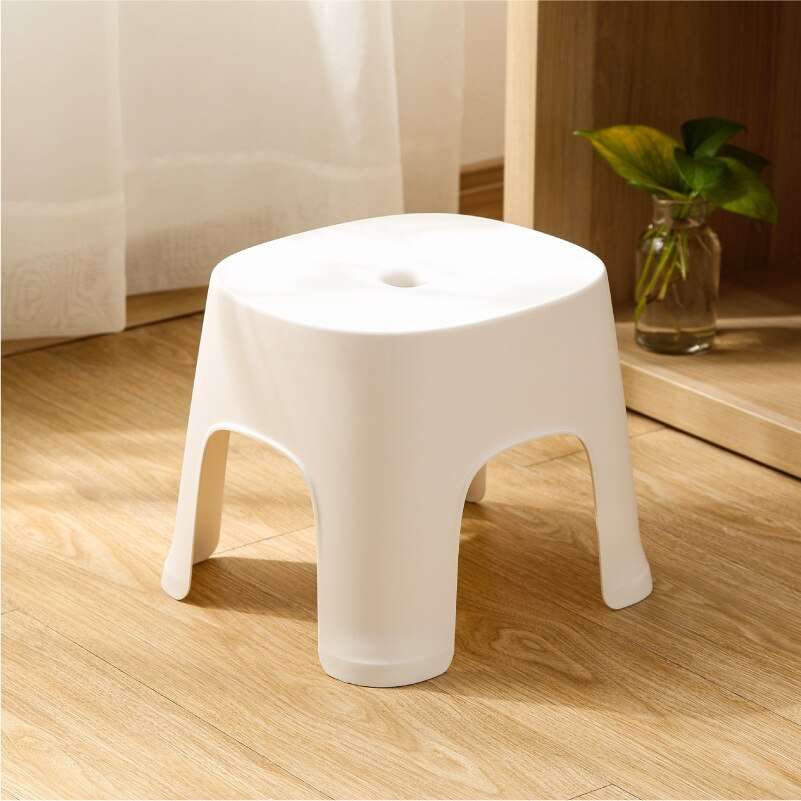 Household Bathroom Plastic Children's Stool Thickened Anti-slip Shoe Changing Stool Kid's Stepping Bench Stable Bedside Stools: White