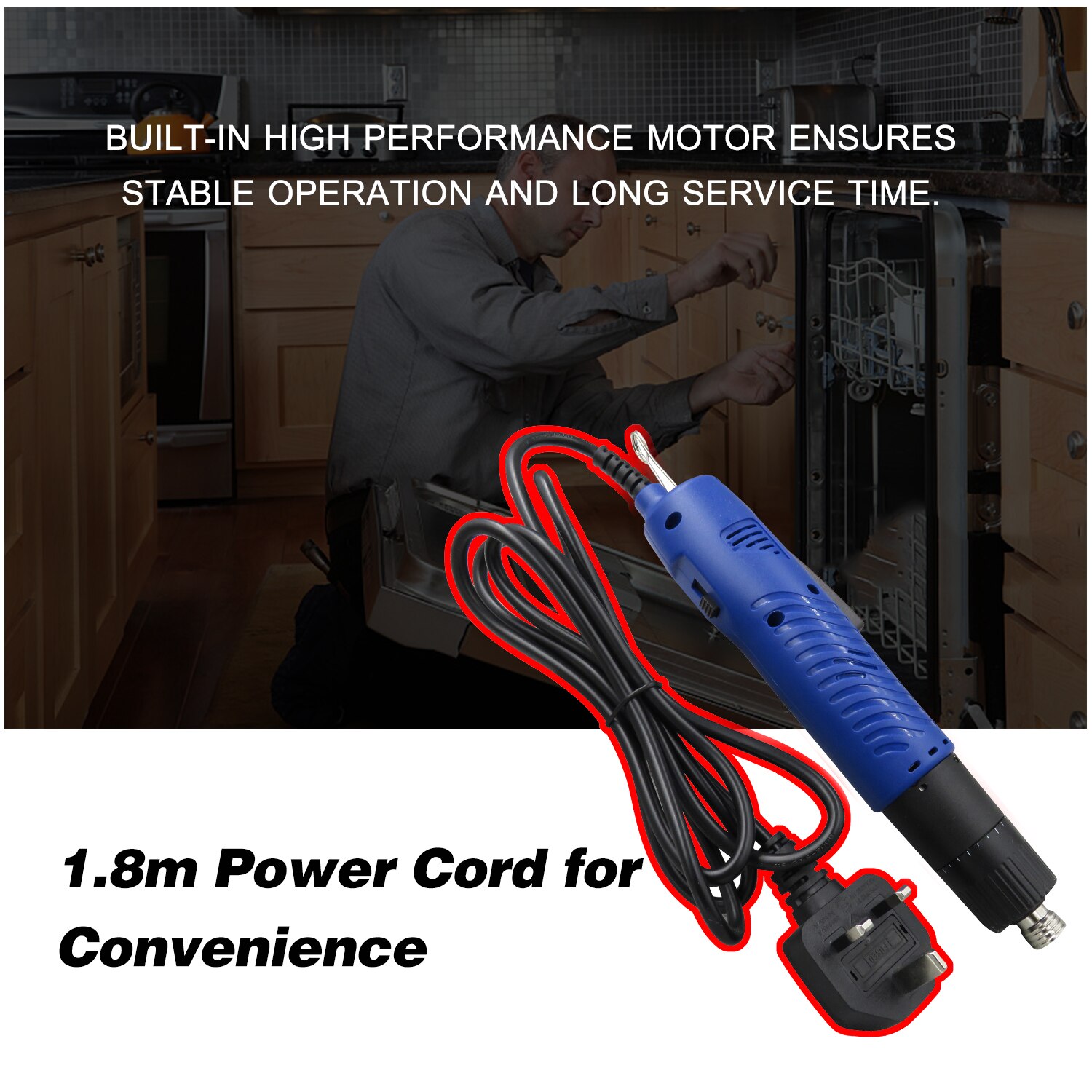 AC 220V Electric Screwdriver Handheld Corded Electric Screw Driver Adjustable Torque 1/4-in Screw Bit Diameter Repair power Tool