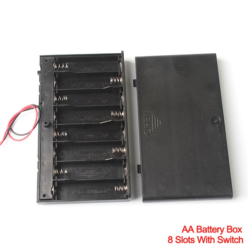 1 2 3 4 6 8 Slot AA DIY Battery Holder Storage Case Box With Switch&amp;Cover for 18650 AA Batteries Standard Container: AAx8 slots