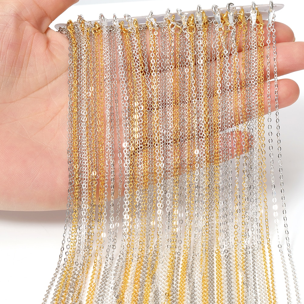 12st Ketting Link Chain 40cm Lengte karabijn Metal Fine Curb Chain DIY Accessoires voor Craft Sieraden maken