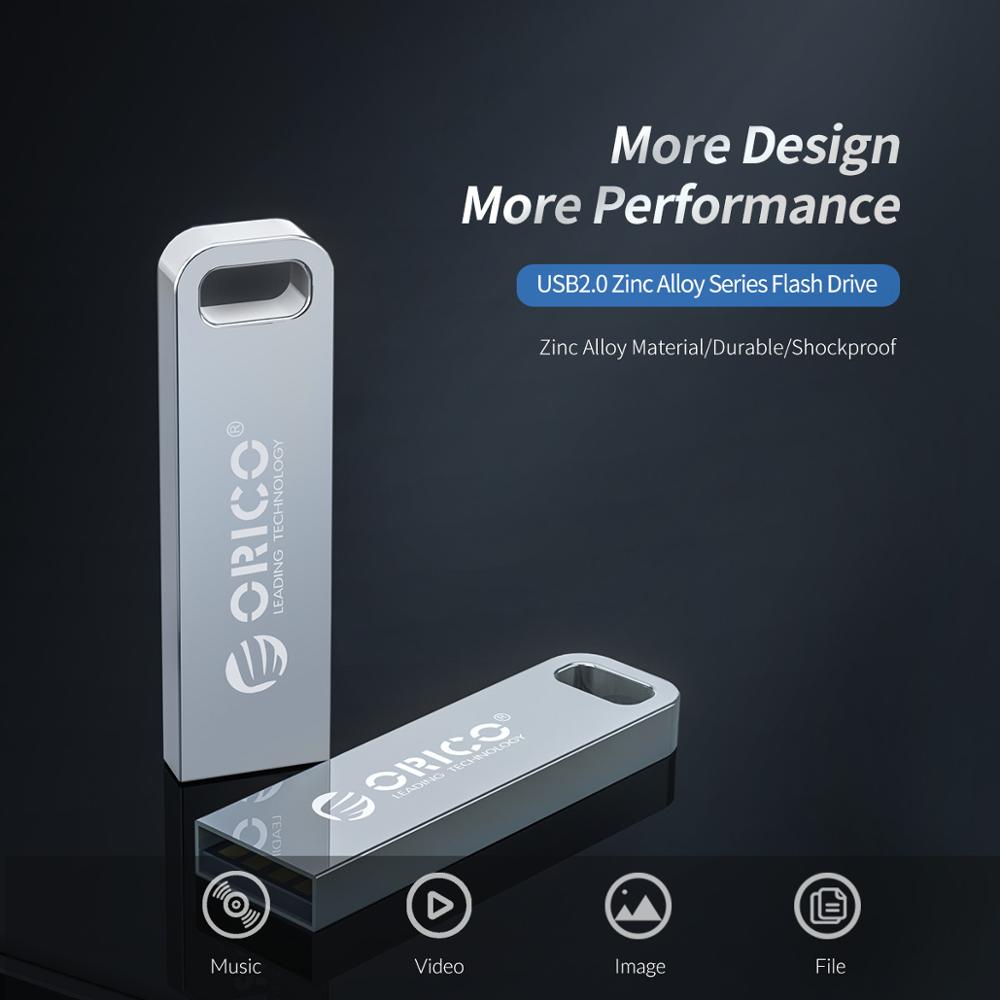 Orico Metalen Usb Flash Drive 64 Gb 32 Gb 16 Gb Flash Memory Stick Pen Drive USB2.0 Usb Stick Waterdicht metalen Zilveren Memoria Cel Usb