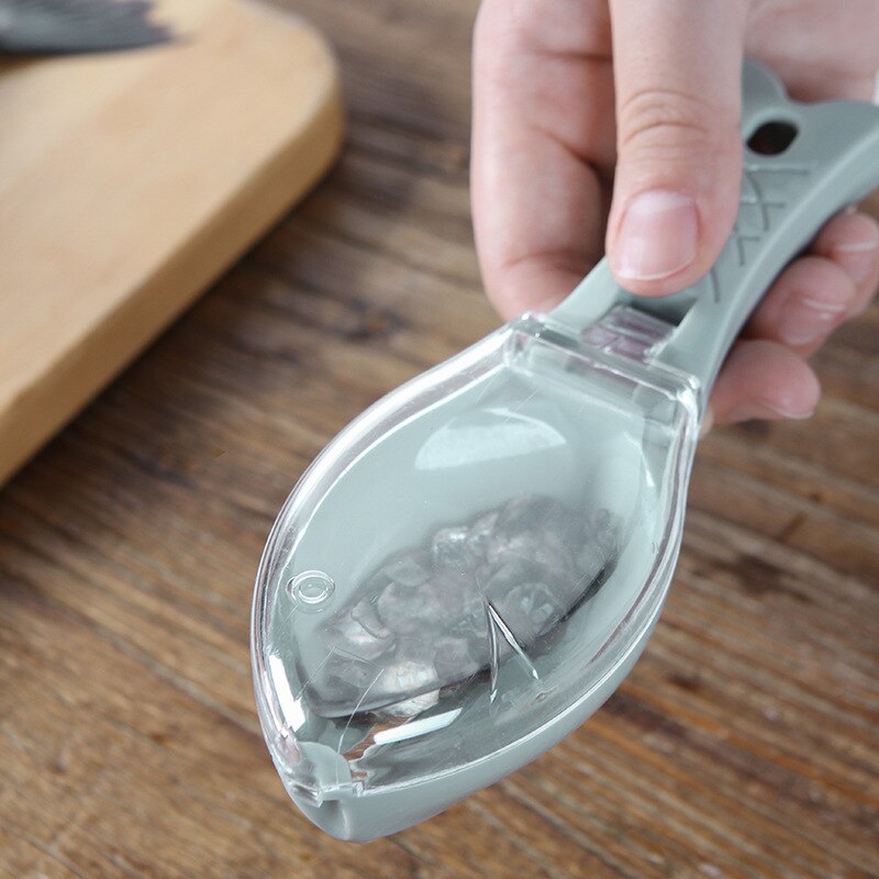 Easy To Clean Plastic Fish Cleaning Tool Kitchen Tool With Lid Cooking Utensils Fish Scale Manual Scraper Hangable,