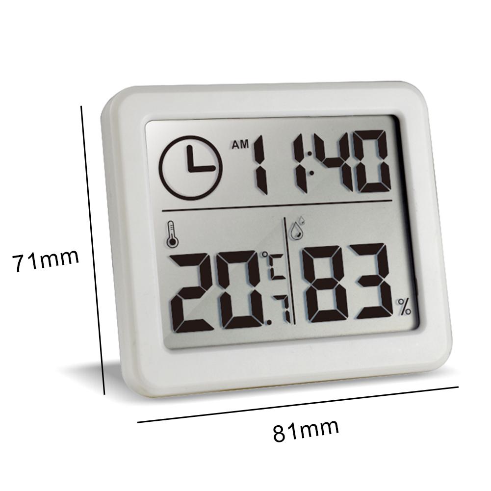Electronic Temperature Humidity Monitor Clock Large LCD Screen 81x71x10mm Multifunction Thermometer Hygrometer Automatic