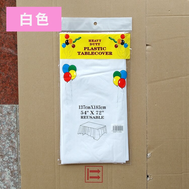 10pcs Disposable tablecloth party tablecloth PE waterproof plastic birthday dessert table plain color banquet tablecloth: white