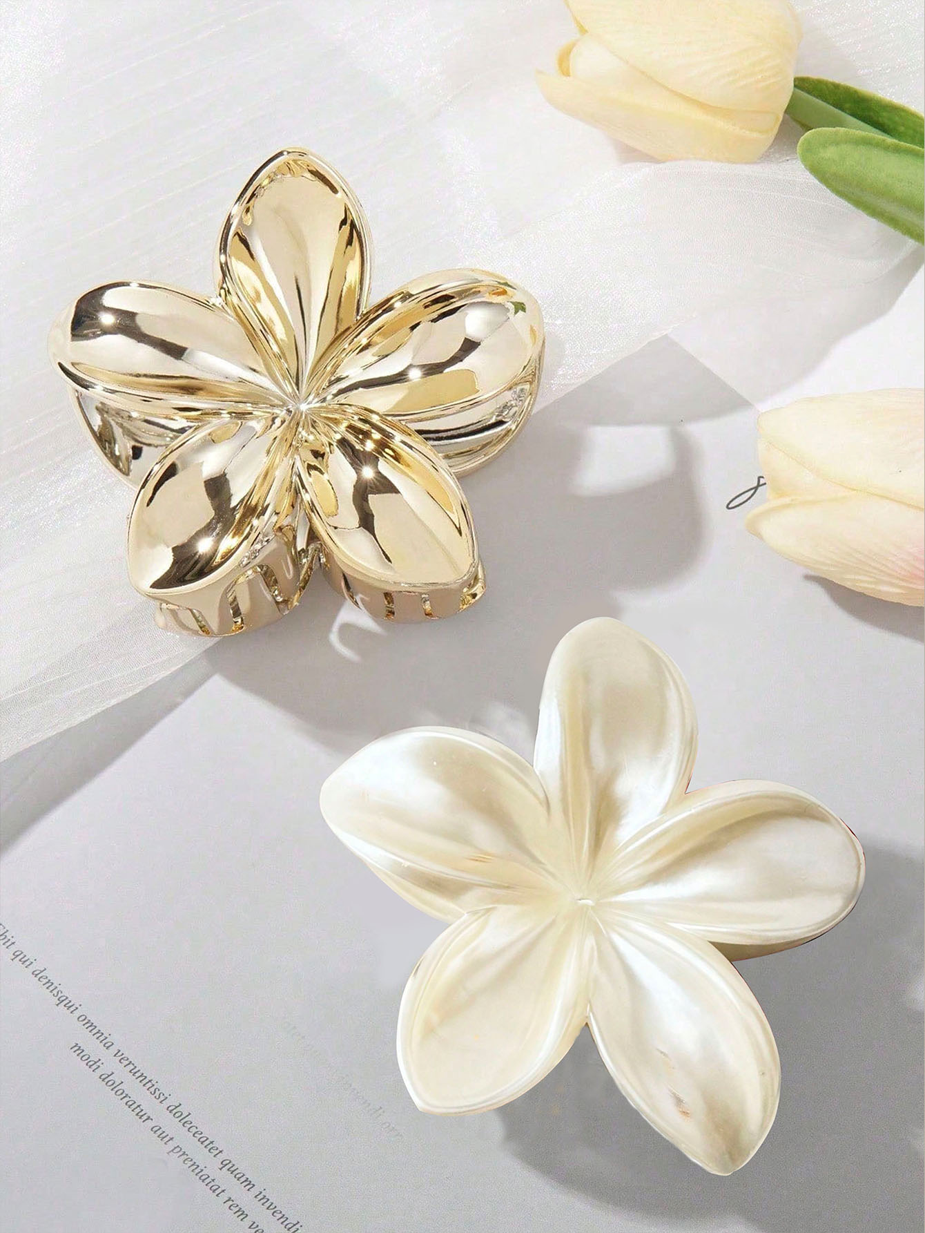 1/2 Stuks Mode Eenvoudige Glanzende Ei Bloem Haar Klauwen Voor Vrouwen Meisjes Party Haaraccessoires: MULTI