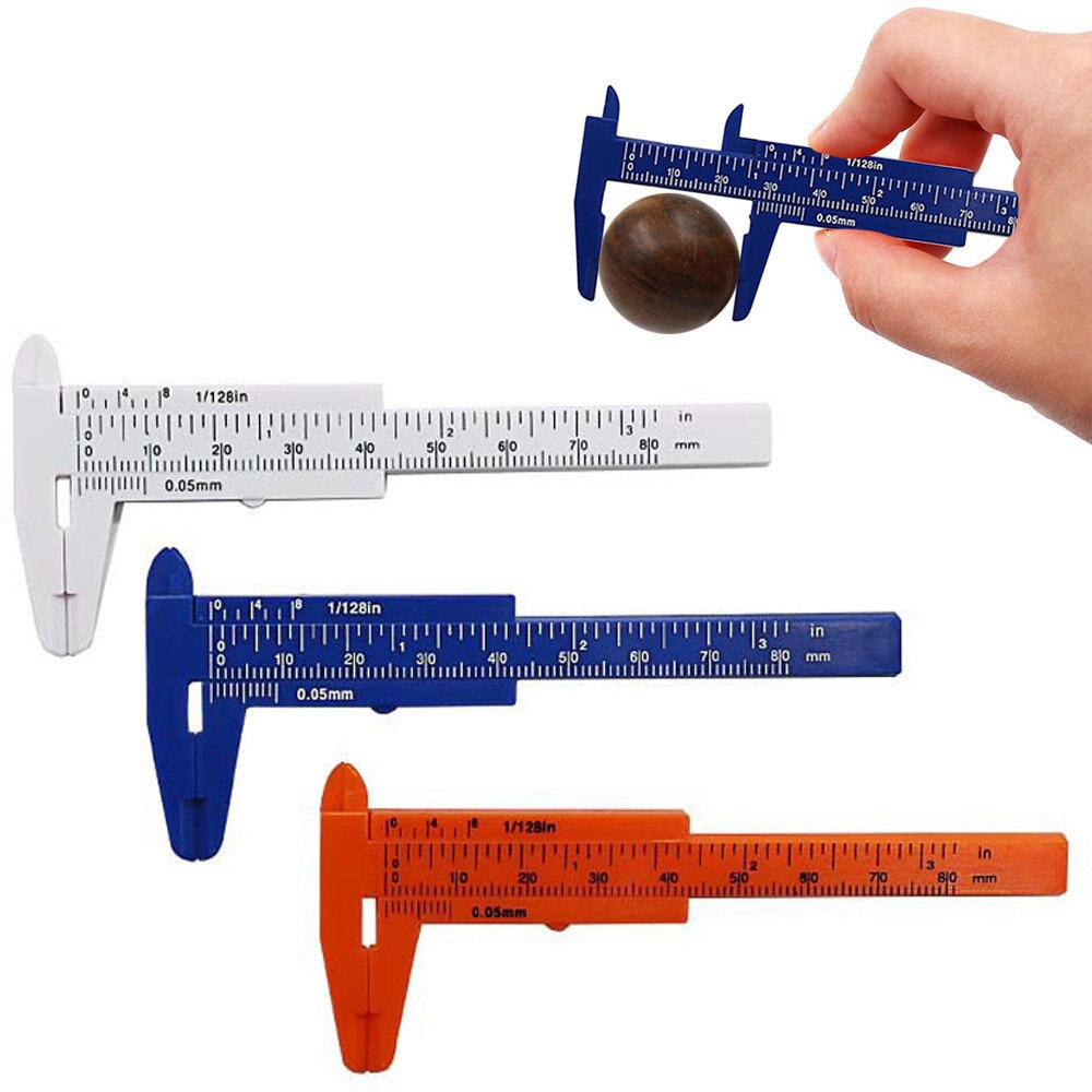 1Pcs 0-80mm Double Rule Scale Plastic Measuring Student Mini Tool Ruler Vernier Caliper