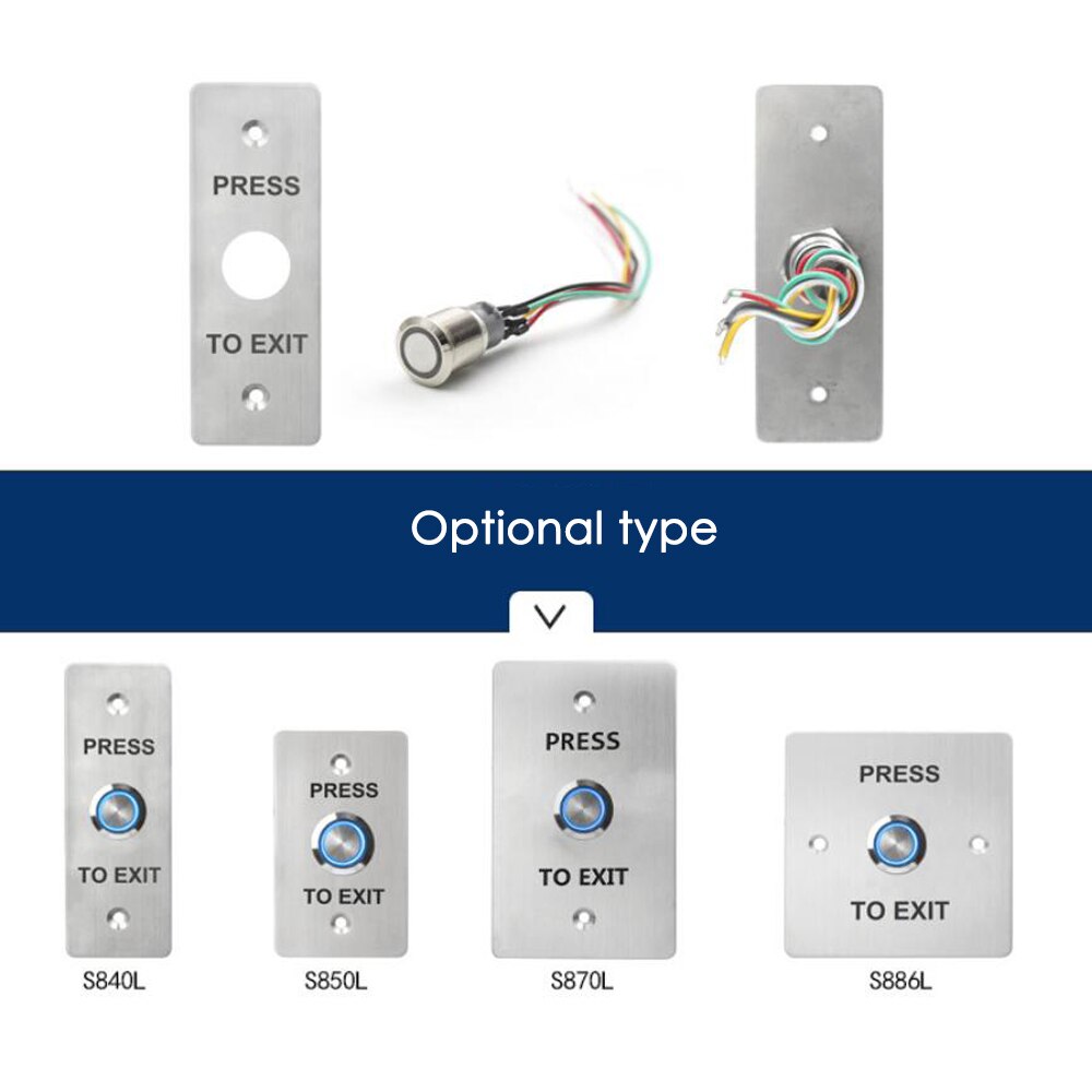 Bouton de sortie de contrôle d'accès bouton poussoir boutons de déverrouillage de porte serrure électronique ouverte avec lumière