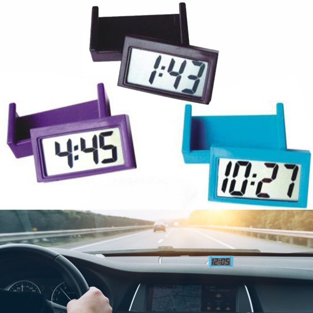 Small Self-Adhesive Car Desk Clock Electronic Watch Gauges Digital LCD Screen