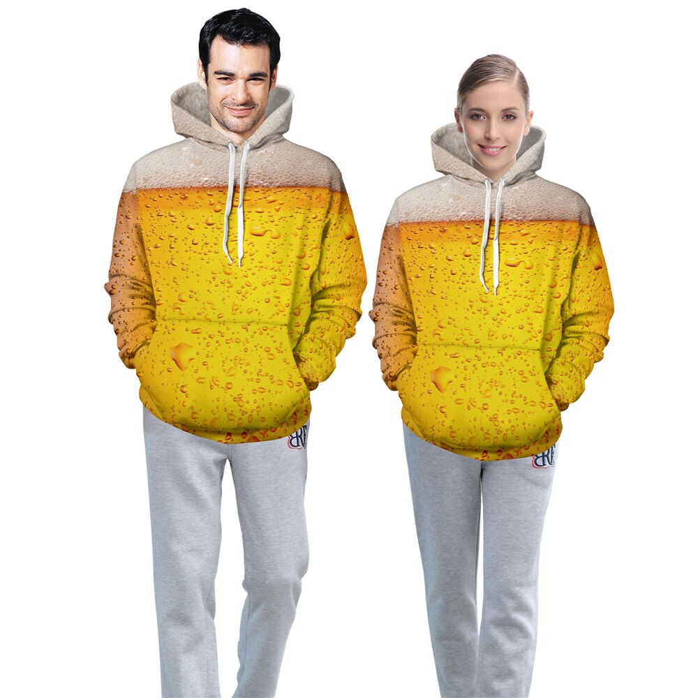 Olut 3d hupparit poika tyttö syksy persoonallisuus hip hop huppari 3d print olut harajuku collegepaidat toppi