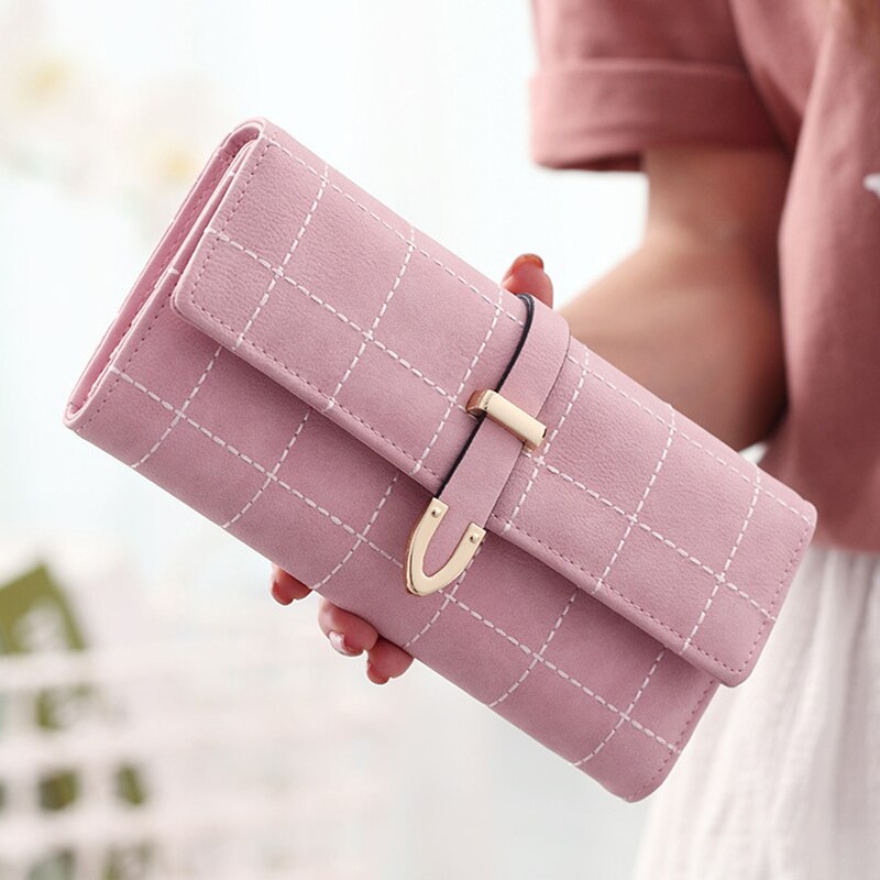 Nova carteira feminina de couro pu, bolsa feminina, porta-cartão de identificação, grande capacidade, de alta qualidade
