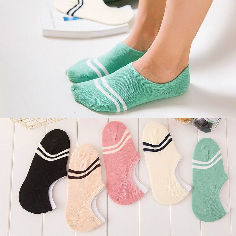 Calcetines náuticos de algodón para mujer, calcetín antideslizante, Invisible, liso, Color caramelo, Calcetines de corte bajo, informal, a rayas, transpirable, 5 pares