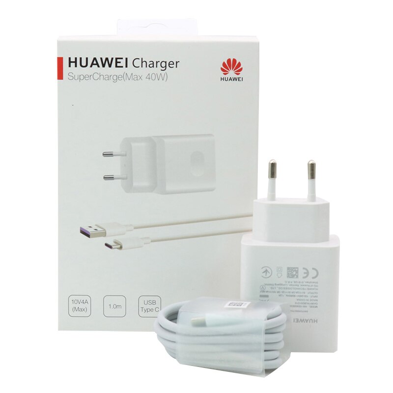 Huawei Charger 40W Original 10V4A Supercharge EU Charge adapter 5A USB type c cable for nova 5 5t 5 pro mate 30 pro p20 p30 pro: EU Charger cable set