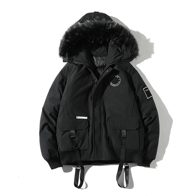 Vinterjacka herr kamouflage casual tjock varm parka manlig päls huva street style camo lös herr överrock abz 95: Svart / M