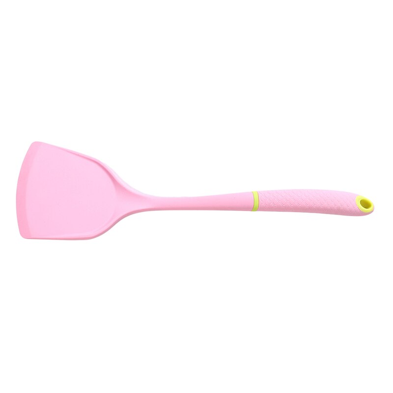 Hoge temperatuur kooklepel schep keukengereedschap antiaanbakpan speciale spatel kookschep siliconen chinese schep: Rood en geel