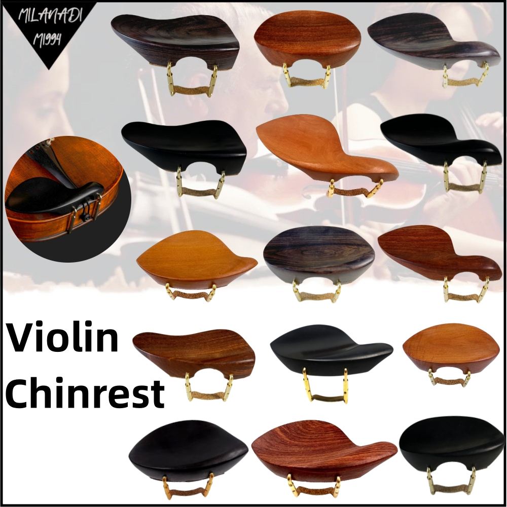 4/4 Violin Chinrest/Chin Rest With Clamp Screw Bracket Cork,Ebony Jujube Wood,Fiddle Parts Violin Accessories