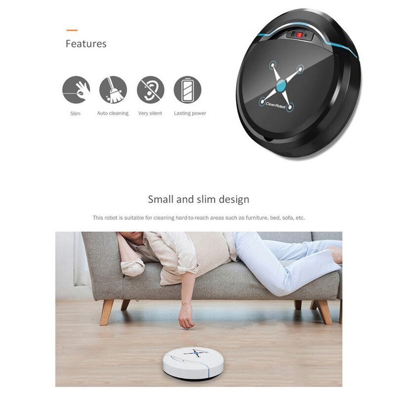Automatisk intelligent robot støvsuger gulv feie robot gulv smuss støv hår automatisk rengjøring usb lading hjem
