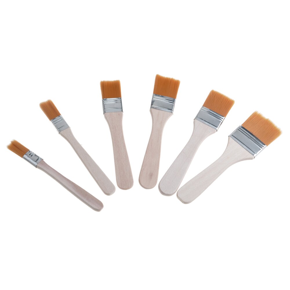 6 uds aceite empuñadura de madera pintura pincel pintura acrílica para artistas Kit de herramientas para pinturas de pared suministro de arte tamaño 1-6 juego de pinceles de Nylon: Amarillo