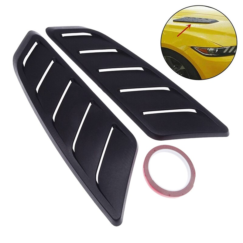 1 Pair Universal ABS Plastic Car Air Intake Scoop Bonnet Front Hood Vent Panel Decoration Accessories For Ford Mustang