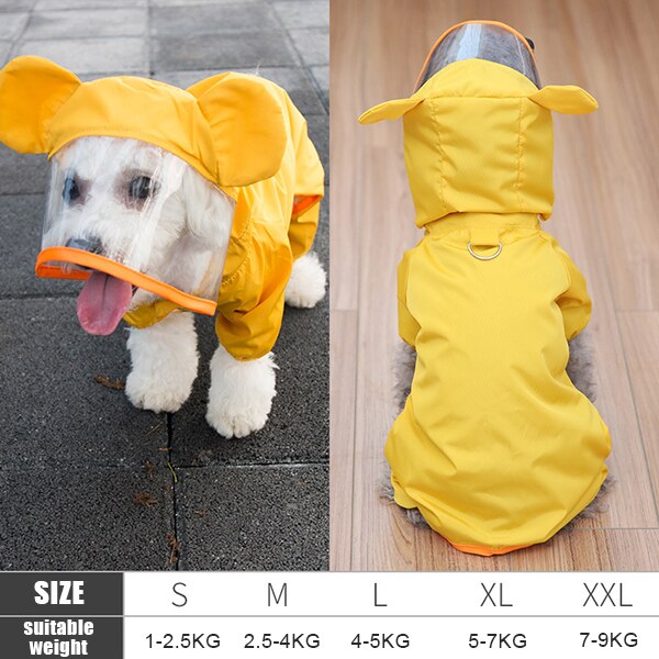 Kæledyr hund regnfrakke til hund regnfrakke til kæledyr sommer udendørs hvalp vandtæt frakke hund hætteklædt regn tøj s-xxl: Gul / M