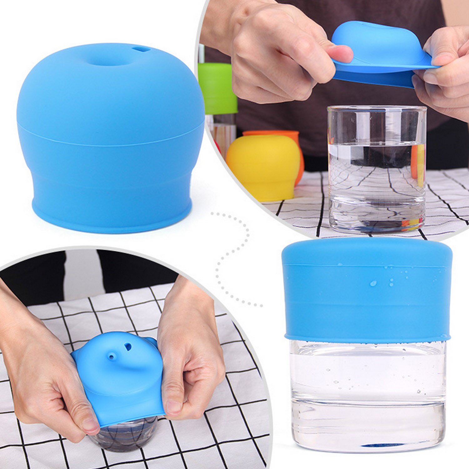 Behogar återanvändbar universal silikon flasklock pip stretch toppar lock med 1 st sugrör för barn baby kids vattenläckage