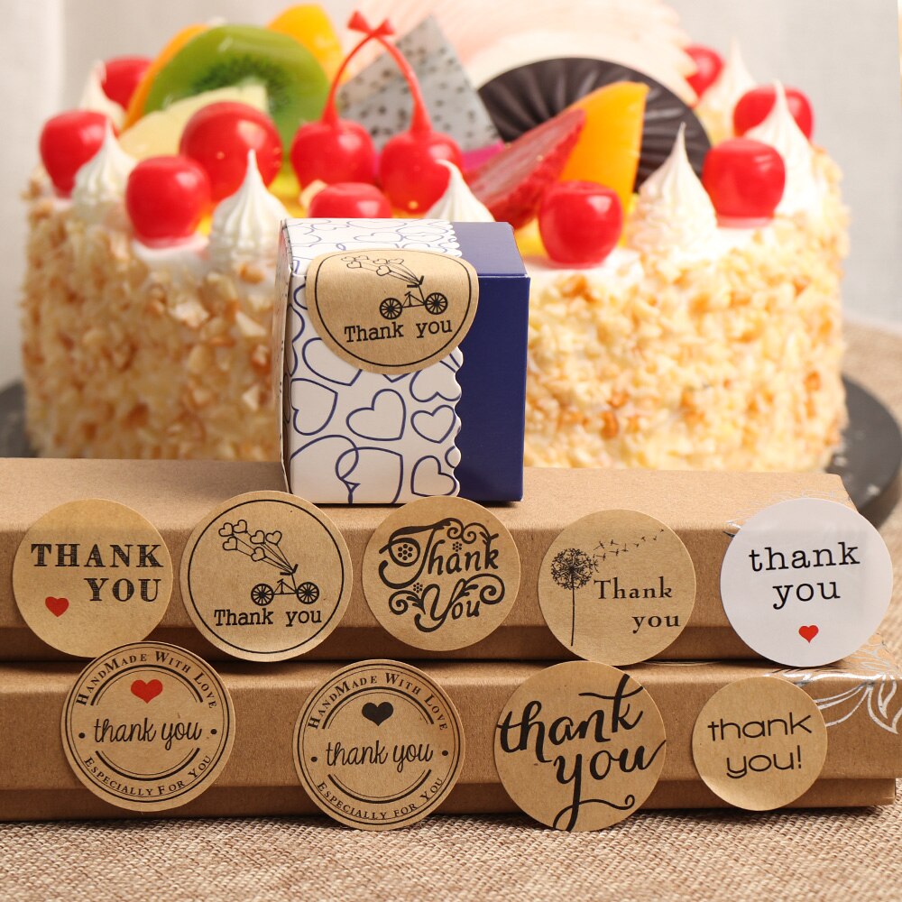 120Pcs Kraft Stickers Dank U Pakket Label Afdichting Tag Handgemaakte Doos Kaarten Papier Bruiloft/Feest/Verjaardag Supplies