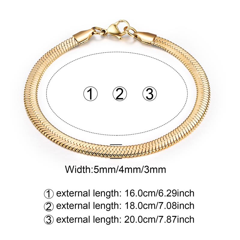3/4/5 MM Rvs Snake Chain Armband Voor Vrouwen Mannen Klassieke Goud Kleur Charm Armbanden Sieraden