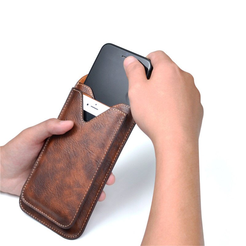 Universal- Leder Halfter Gürtel fallen praktisch Tasche Für iPhone 12 fallen Dual Tasche Männer Taille Tasche Geldbörse Für Alle sterben meisten praktisch Modelle