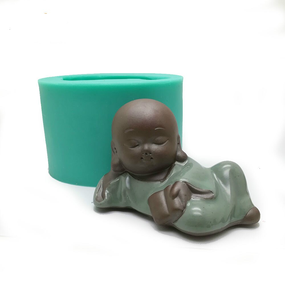 3D petit moine Silicone moule bougie moule plâtre moule résine artisanat moule à la main bricolage bouddha Statue cuisson décoration