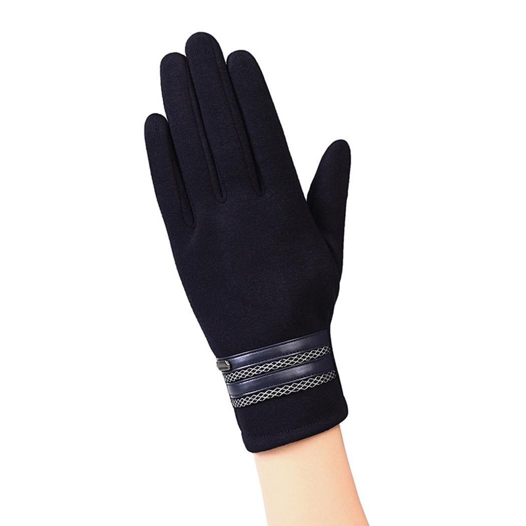 Men Casual Solid Full-Finger Windproof Touch A, B, E Screen Warm Screen, Black/Dark Blue/Gray Gloves